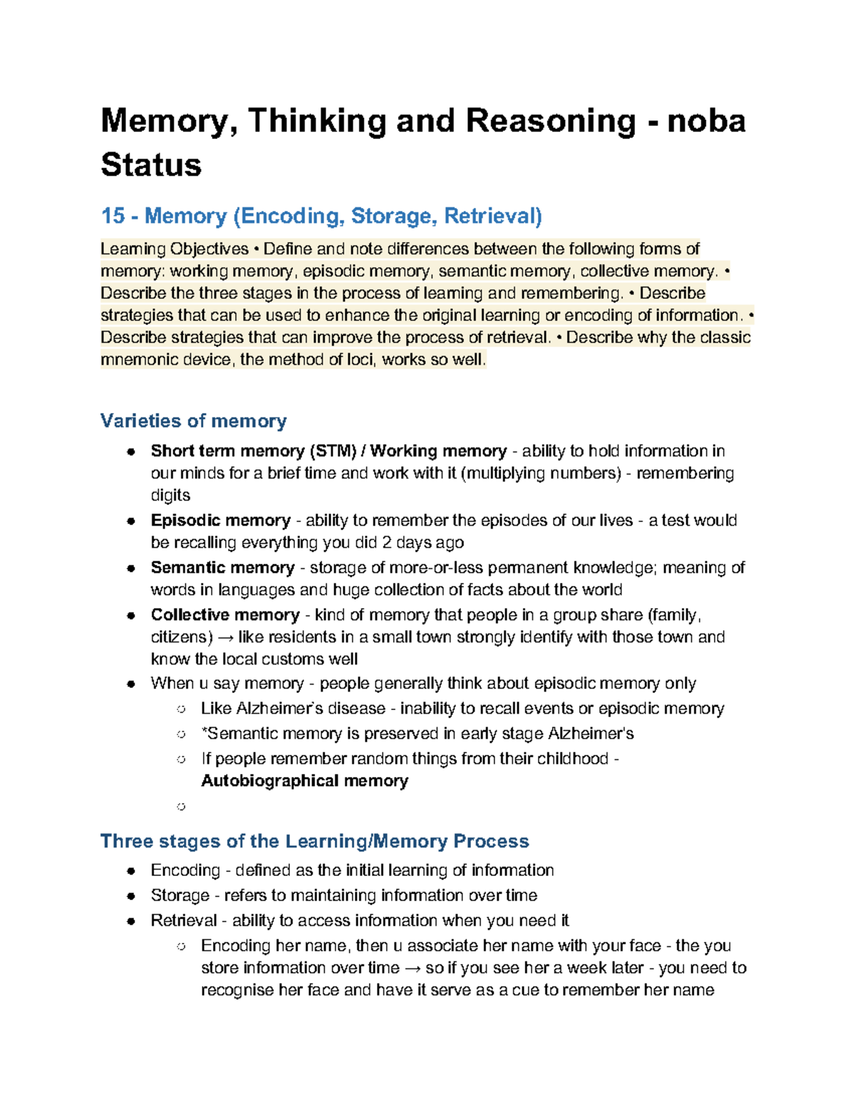 Memory, Thinking, and Reasoning: Key Concepts and Strategies (PSY 101 ...