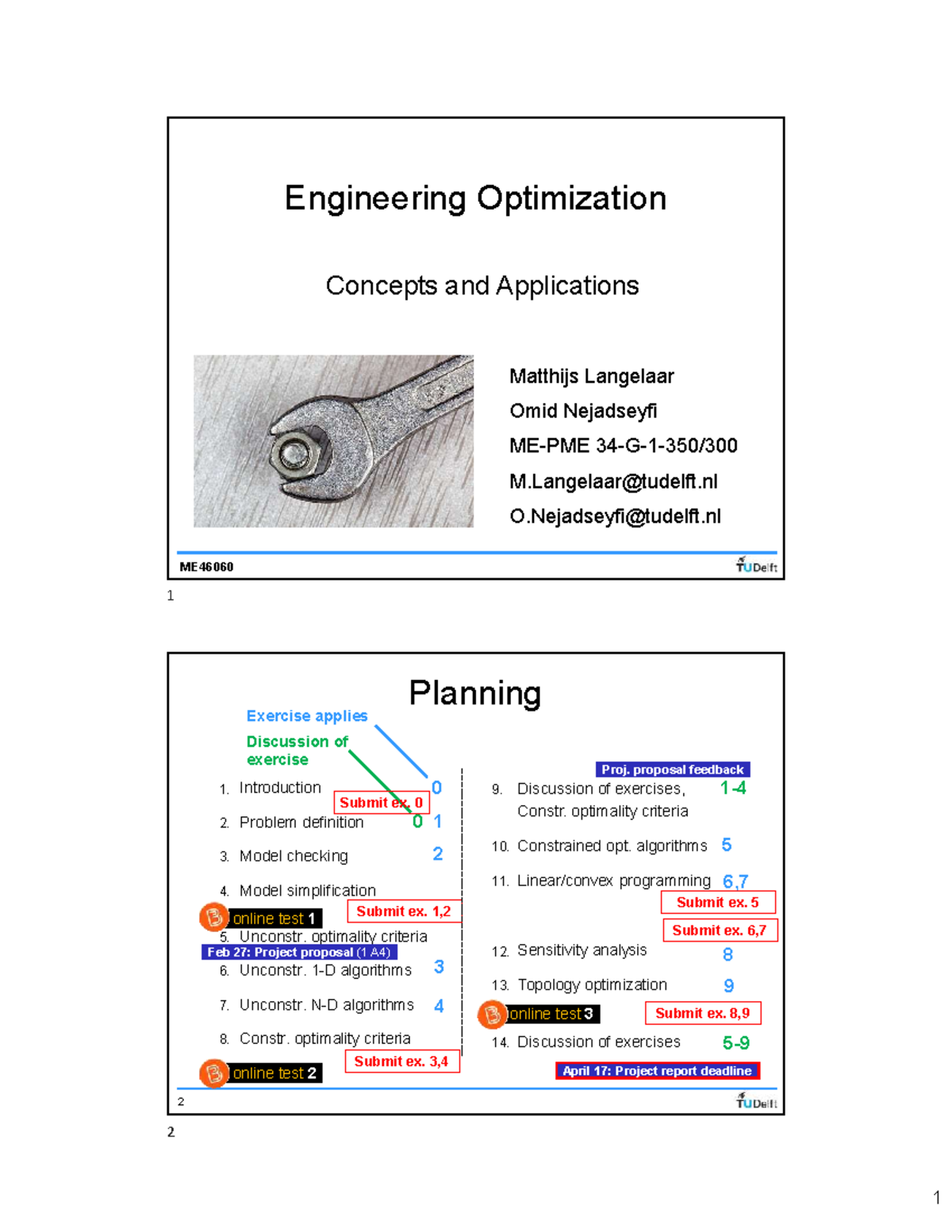 Lecture 6: Engineering Optimization Concepts & Applications (1ME46060 ...