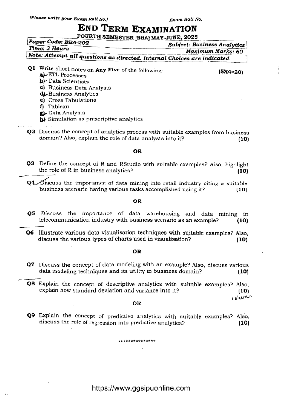 Business Analytics 2025: End Term Exam Paper Code Analysis - Studocu