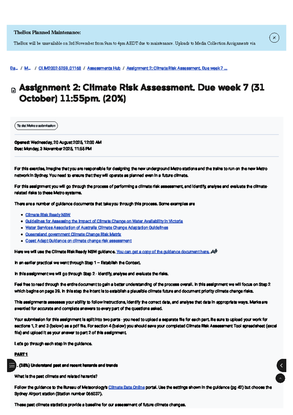 CLIM2002-5259 Assignment 2: Climate Risk Assessment Guide - Studocu