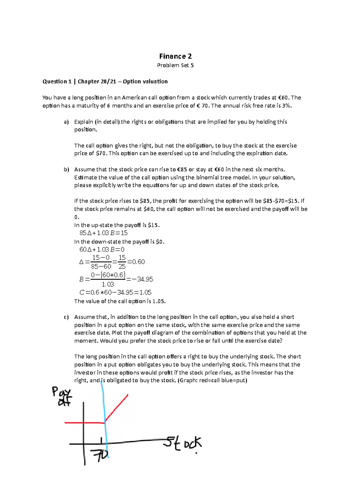 Finance 2 - Problem Set 5 Solutions: Option Valuation and Theory ...