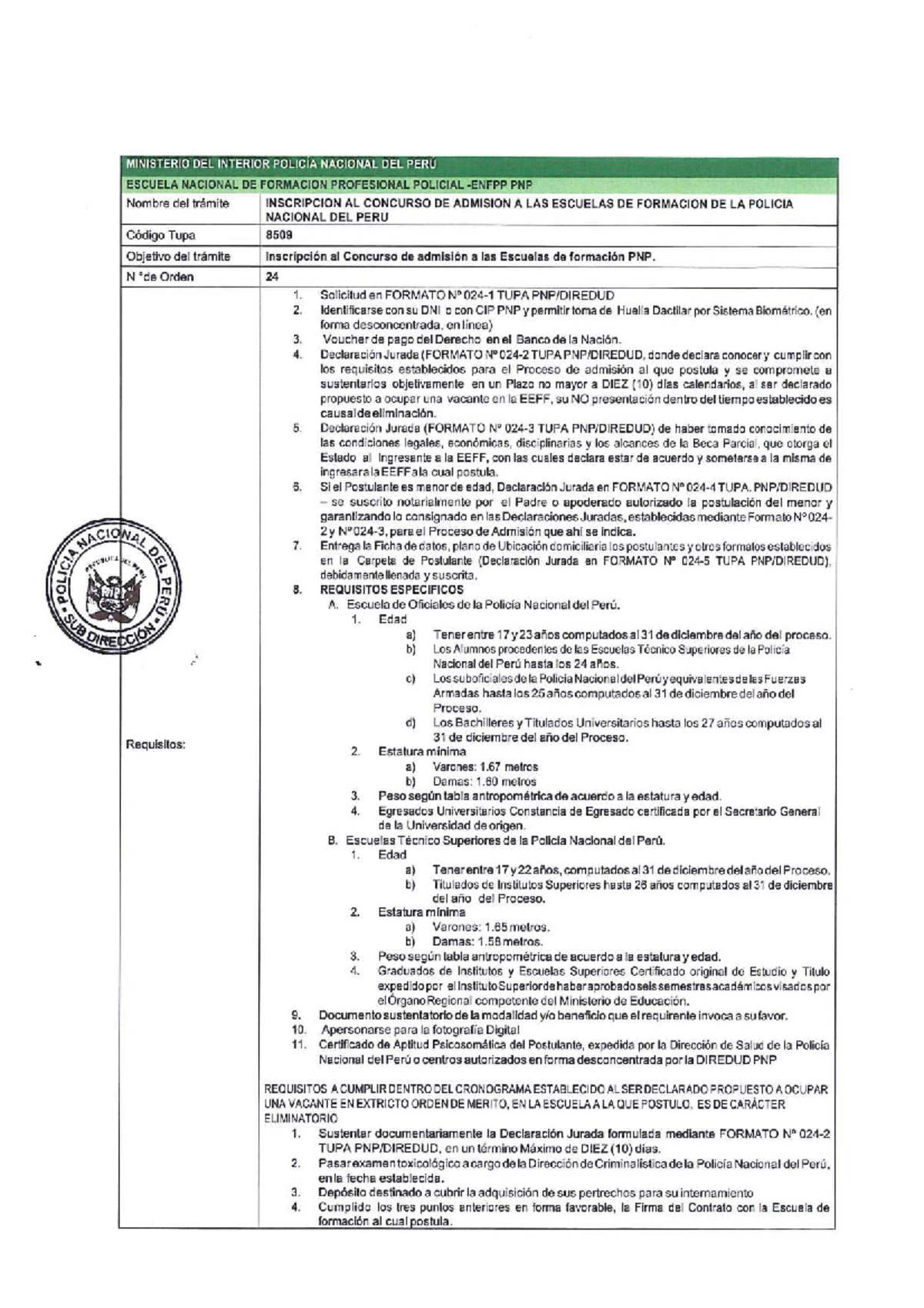 24procedimiento Información MINISTERIO DEL INTERIOR POLICIA