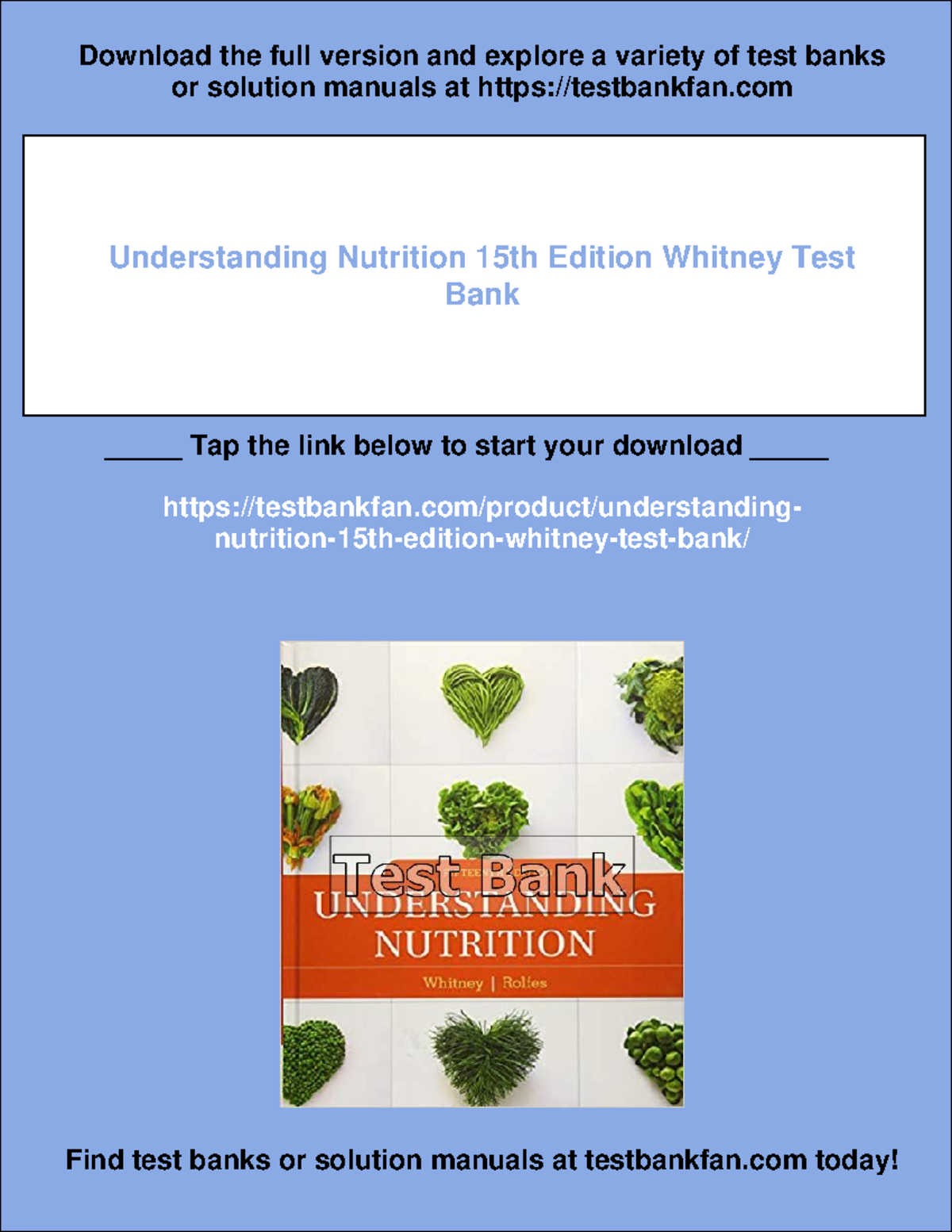 Understanding Nutrition 15th Edition Whitney Test Bank Quick Access