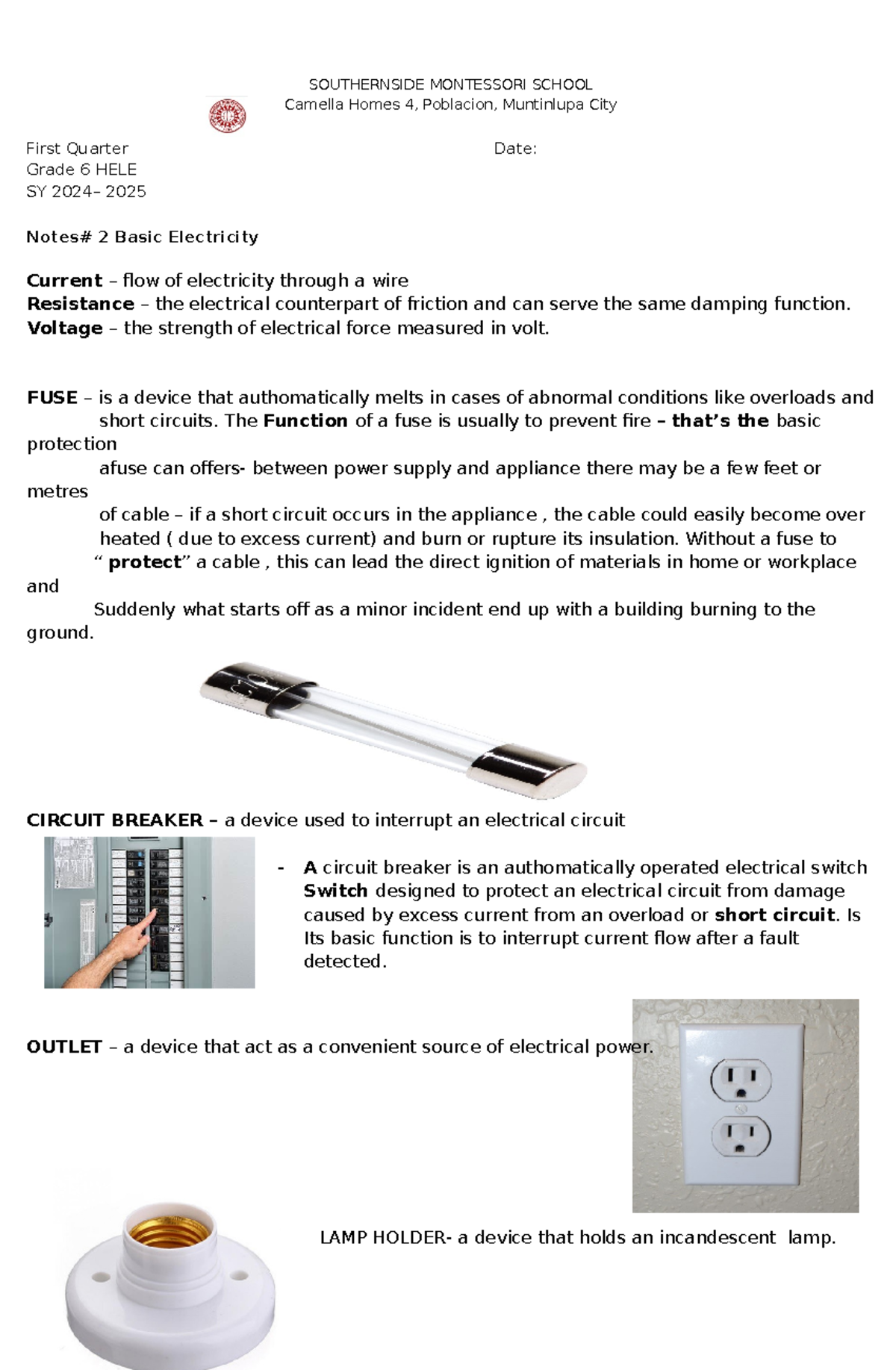 HELE 6 - 2ND QTR - Lesson 2 - Intro to Basic Electricity Concepts - Studocu