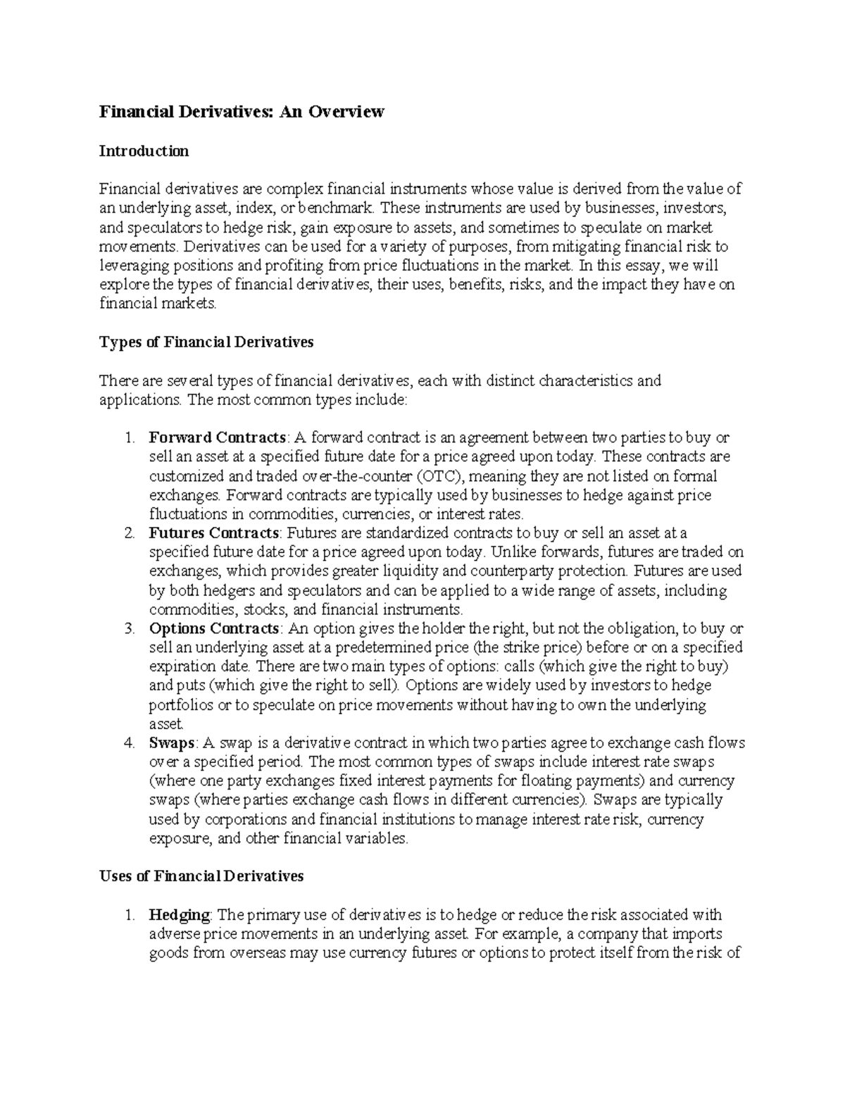FIN 435 Final Exam Notes: Understanding Financial Derivatives - Studocu