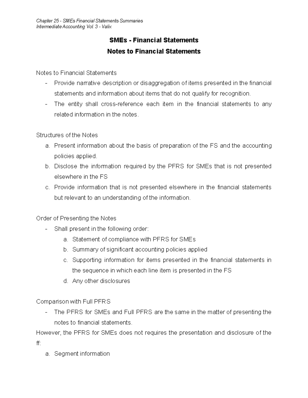 SMEs - FS Notes: Key Insights on Financial Statement Preparation - Studocu