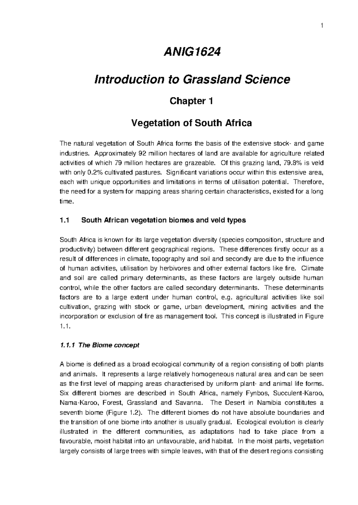 ANIG1624 - Notes - English (Grassland and Wildlife Science) - ANIG ...