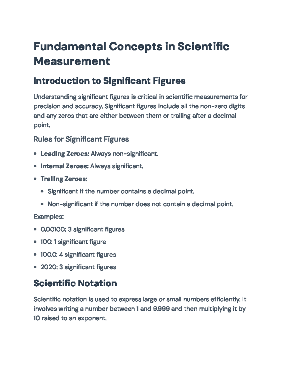Fundamental Concepts in Scientific Measurement: Significant Figures ...