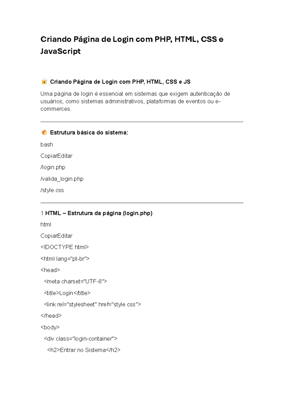 Criando Página de Login com PHP, HTML, CSS e JS - Tutorial Completo ...
