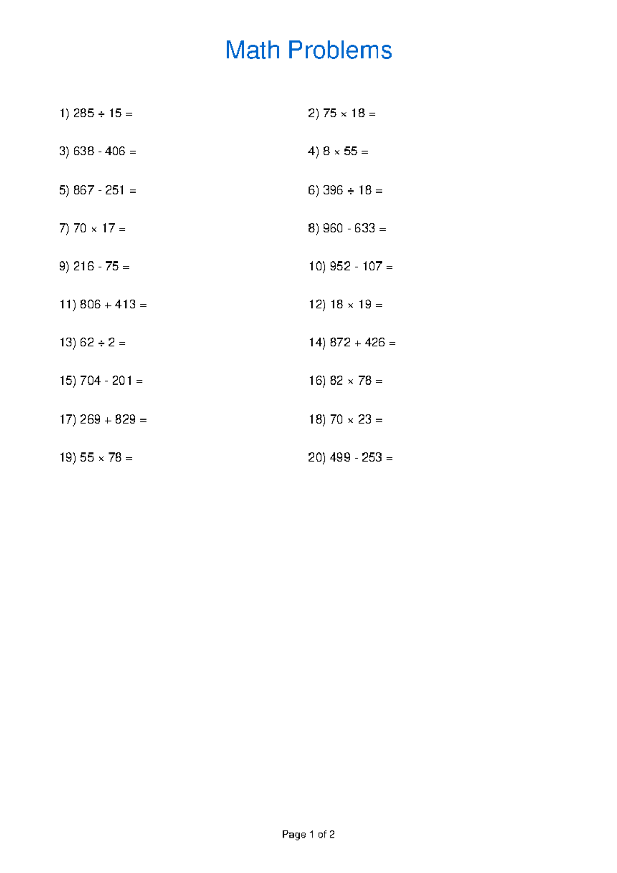 Beginner Mathematics Problems & Answers (Math 101) - Studocu
