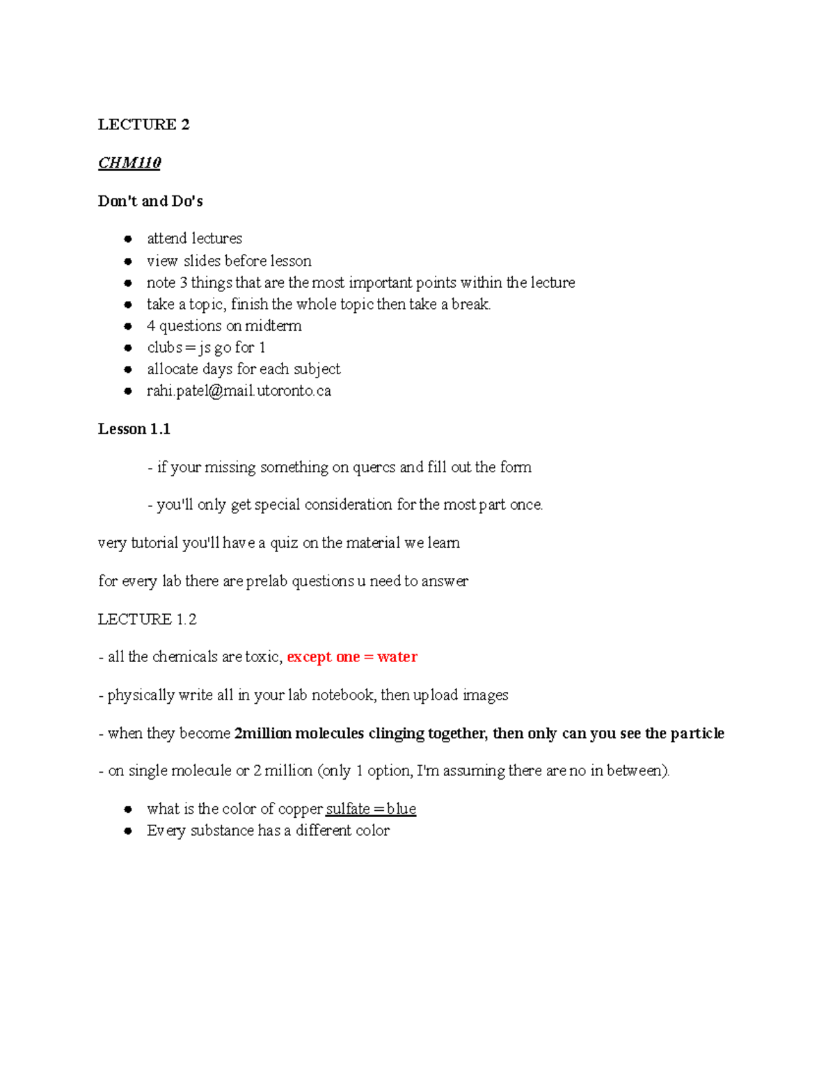 LECTURE 2 NOTES CHM100: Key Points & Midterm Prep Tips - Studocu