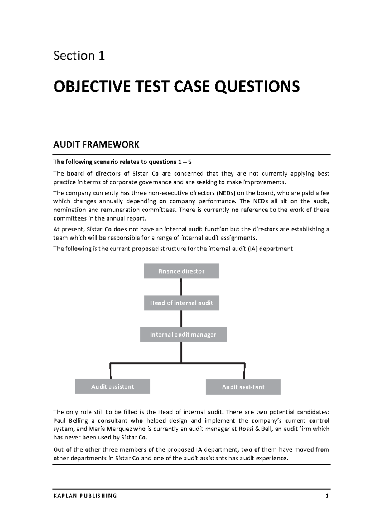 Objective Test Questions 2019 KIT - Section 1 OBJECTIVE TEST CASE ...