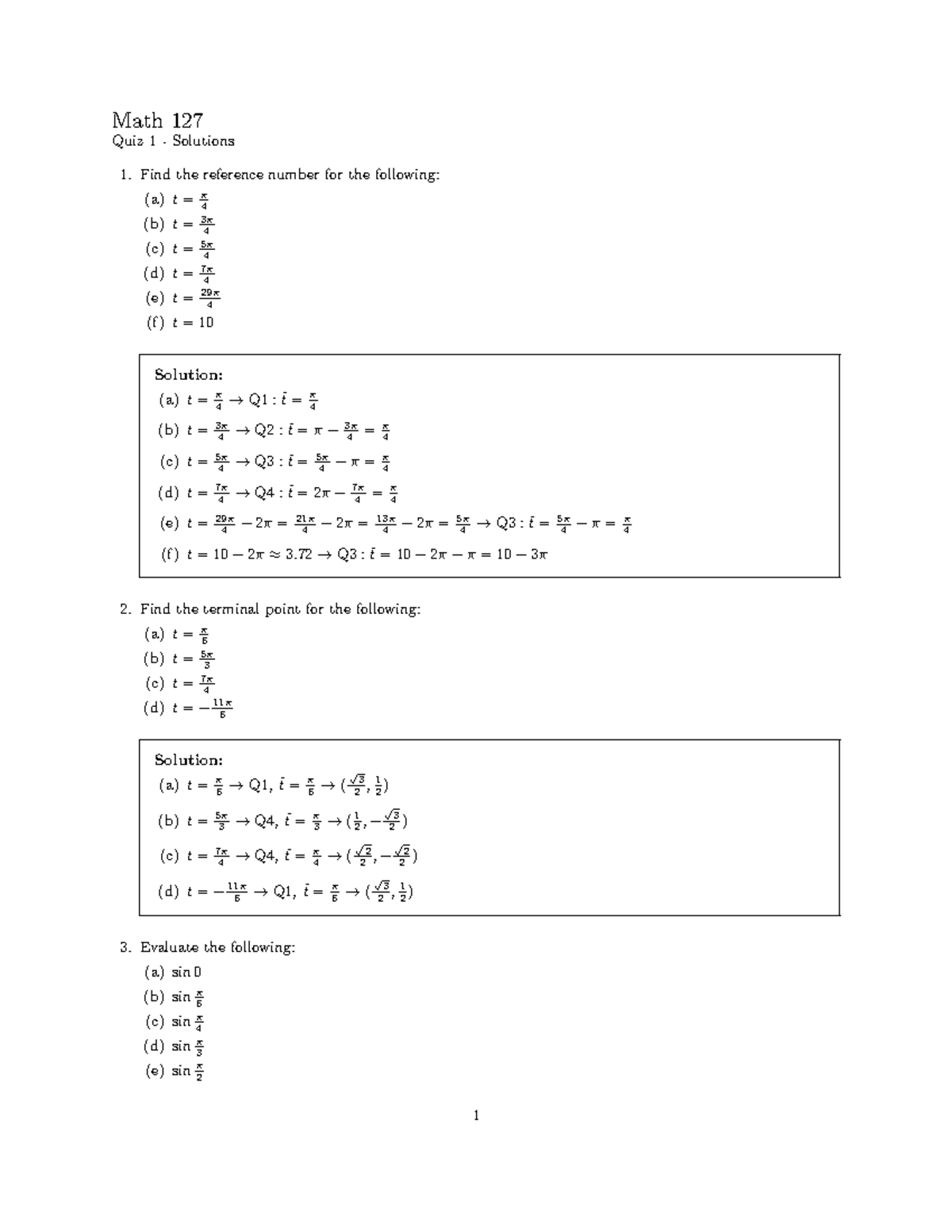 Math 127 - Quiz 1 - Solutions - Math 127 Quiz 1 - Solutions 1. Find the ...