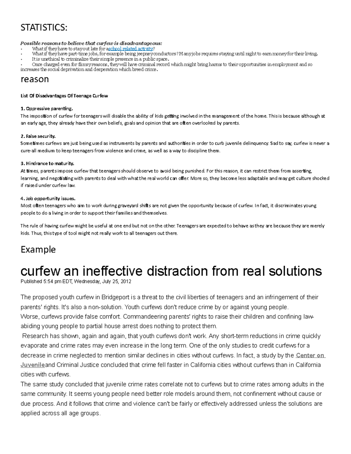 Argumentative Essay on Teenage Curfew: Examining Its Ineffectiveness ...