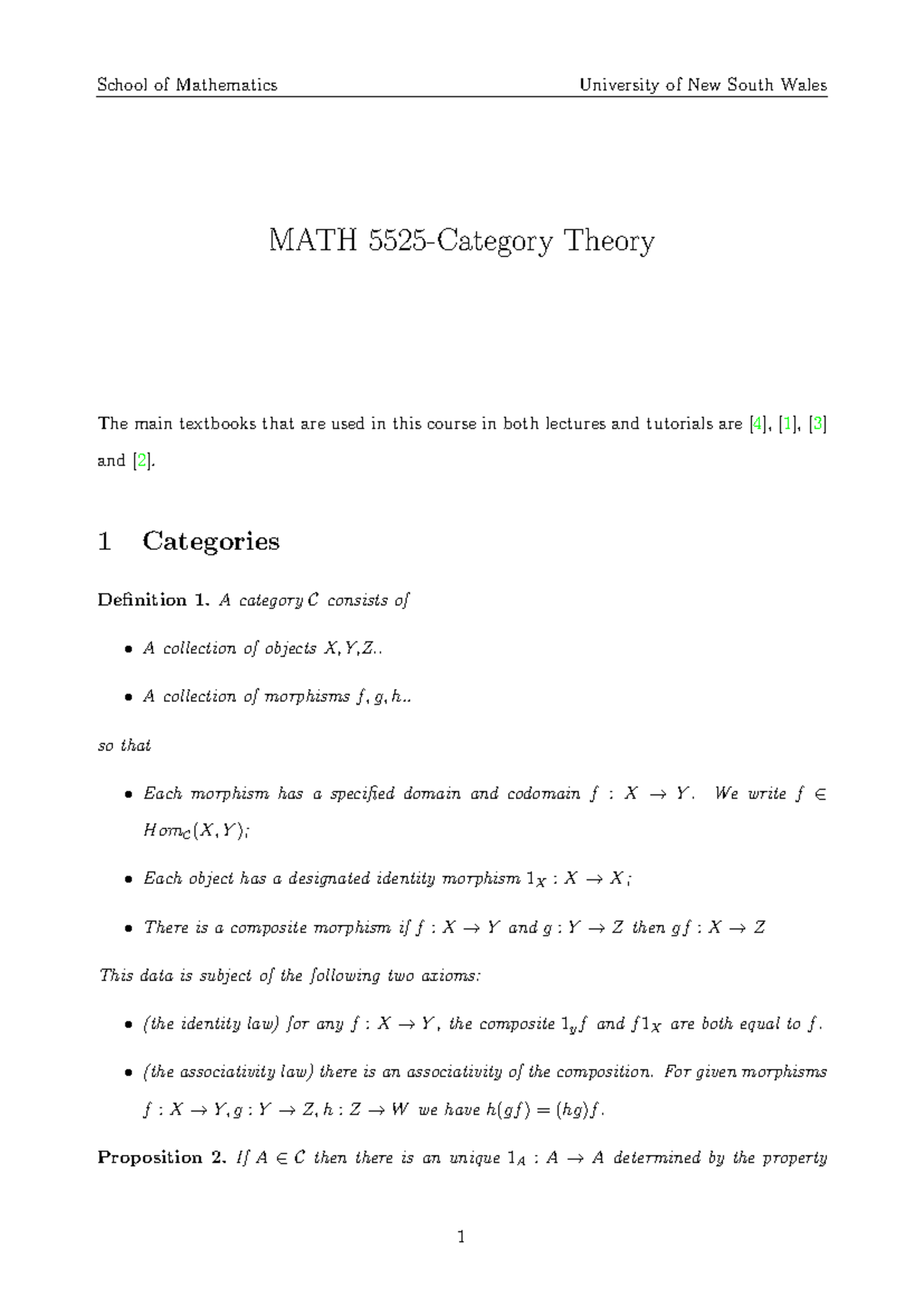 Lecture Notes on Category Theory - MATH 101 - Studocu