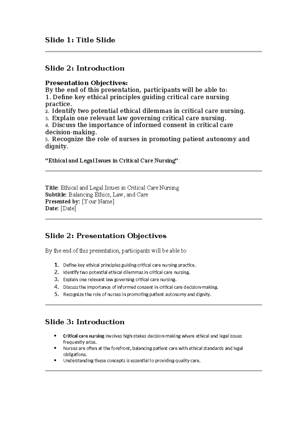 Ethical and Legal Issues in Critical Care Nursing: Key Principles and ...
