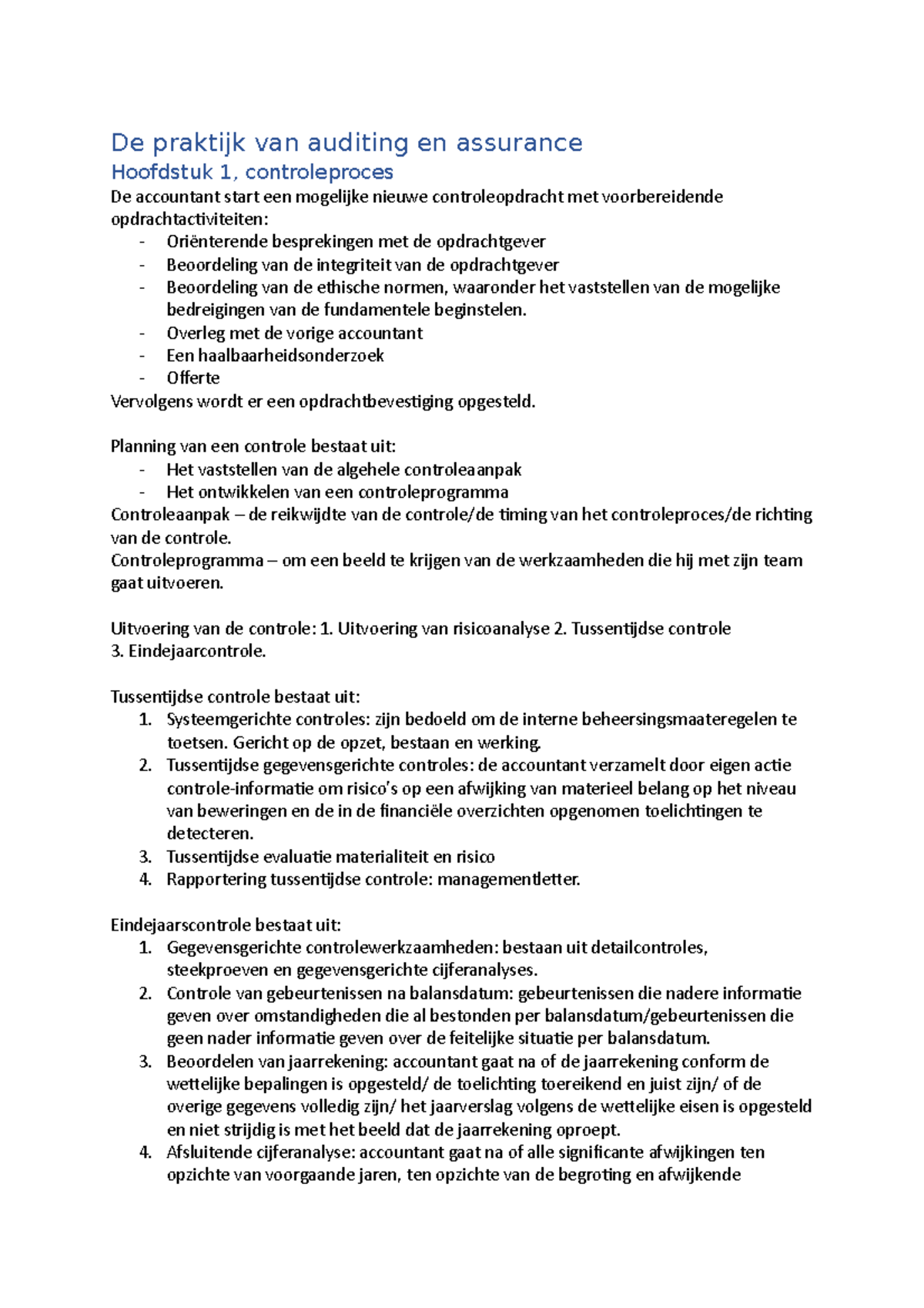 Auditing & Assurance Praktijk - Controleproces en Communicatie ...