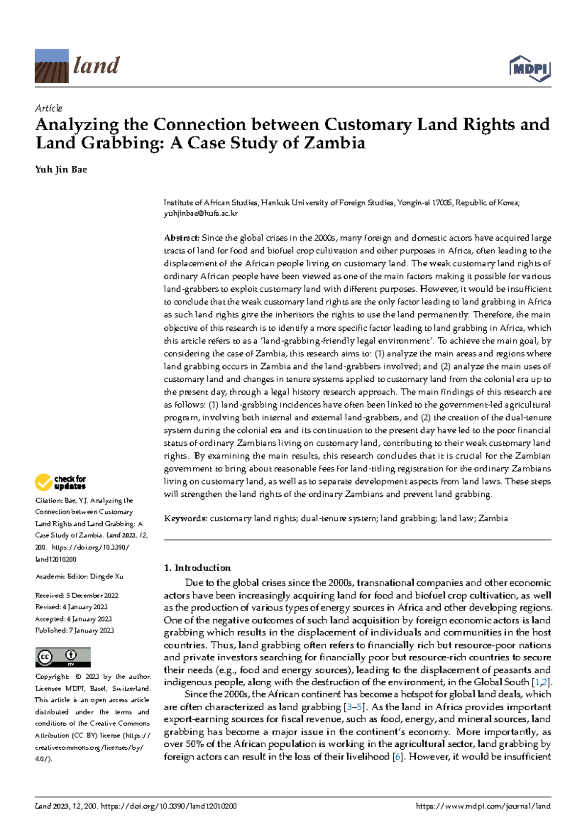 Analyzing Customary Land Rights and Land Grabbing in Zambia: A Case ...