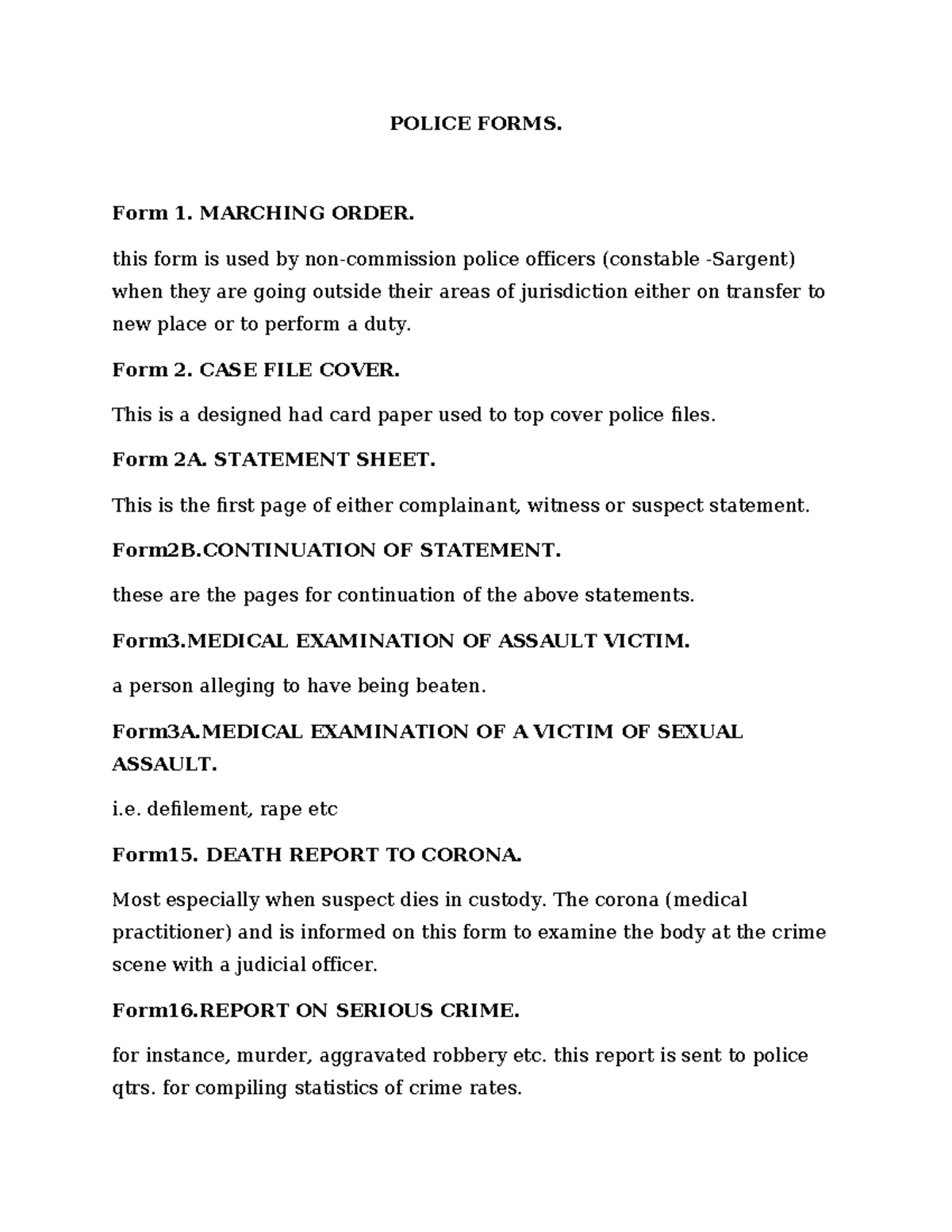POLICE FORMS & BOOKS: Essential Documentation Guide - Studocu