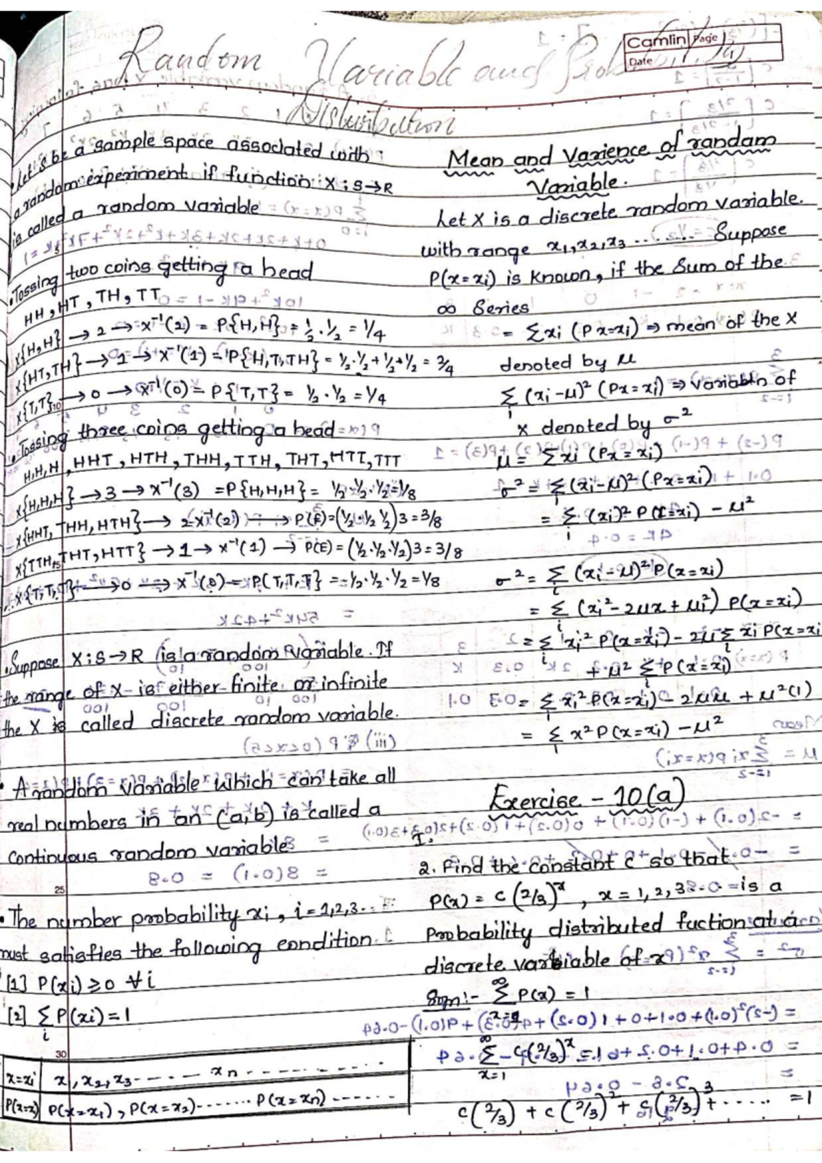 Random Variables: Notes on Distributions and Probabilities (Course Code ...