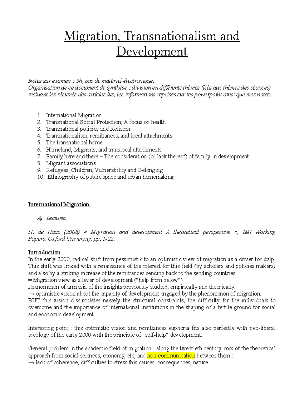 Notes migration transnationalism and development - Migration ...