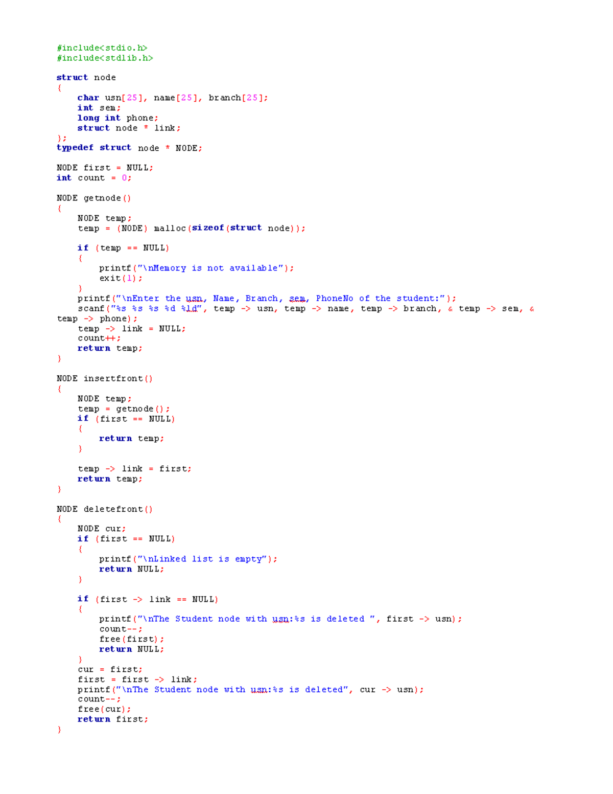 SLL7 - Singly Linked List Operations and Functions - Studocu