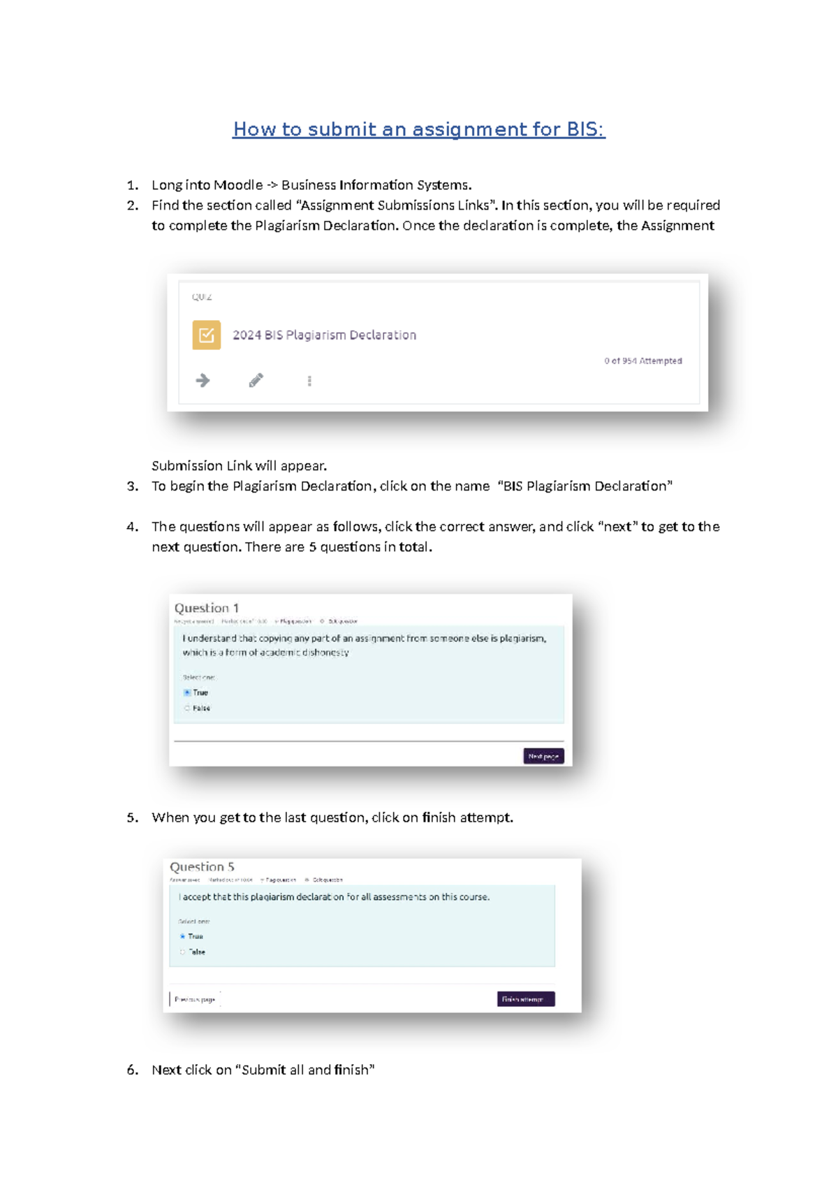 How to submit a BIS Assignment - How to submit an assignment for BIS ...