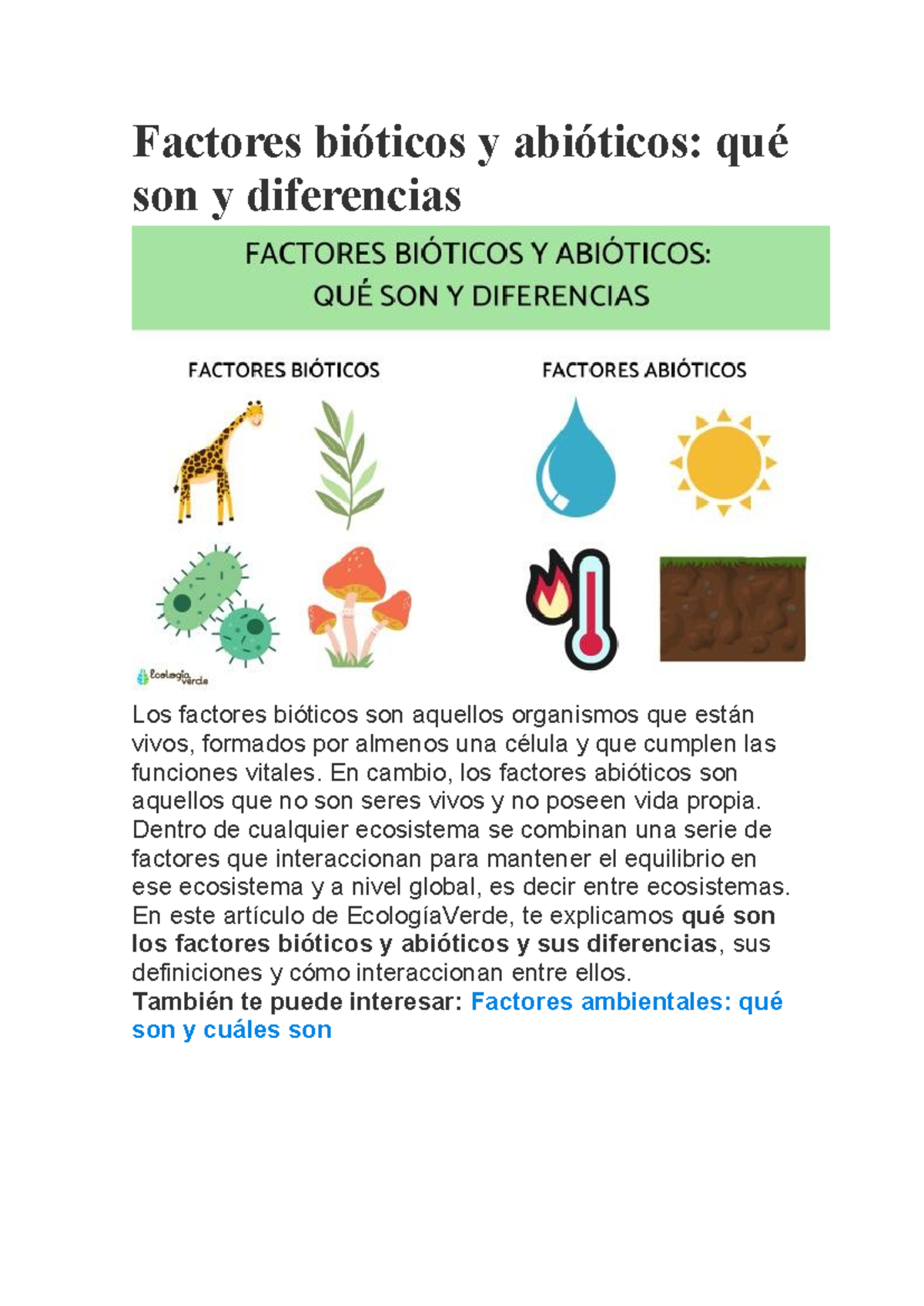 Factores bióticos y abióticos - Factores bióticos y abióticos: qué son ...