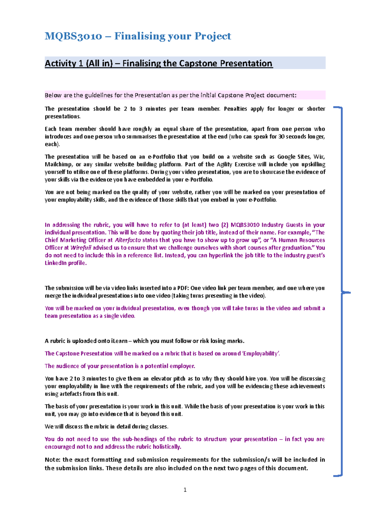 MQBS3010 - Capstone Project Final Presentation Guidelines and Tips ...