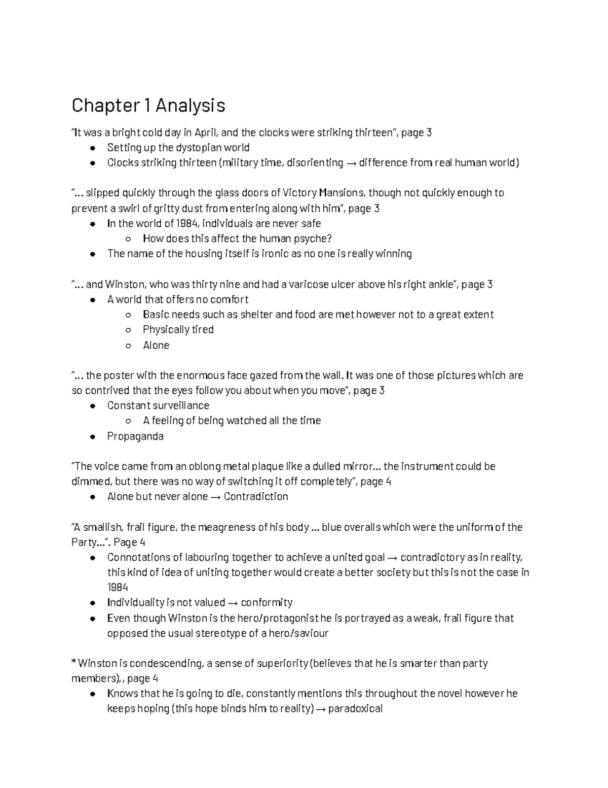 English Advanced - 1984 Chapter 1 Analysis & Insights - Studocu