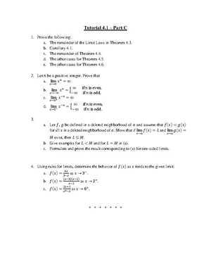 Chapter 4 Tutorials: Limit Definitions and Continuity Proofs - Studocu