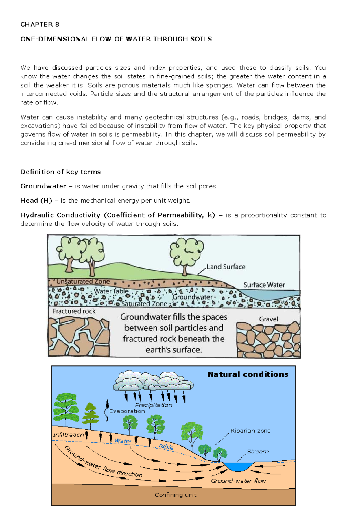 Soil Mechanics (Course Code: SM101) - Chapter 8: One-Dimensional Water ...