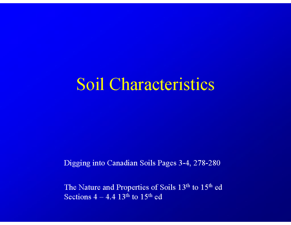 Soil Characteristics: Understanding Canadian Soils and Ecosystems - Studocu