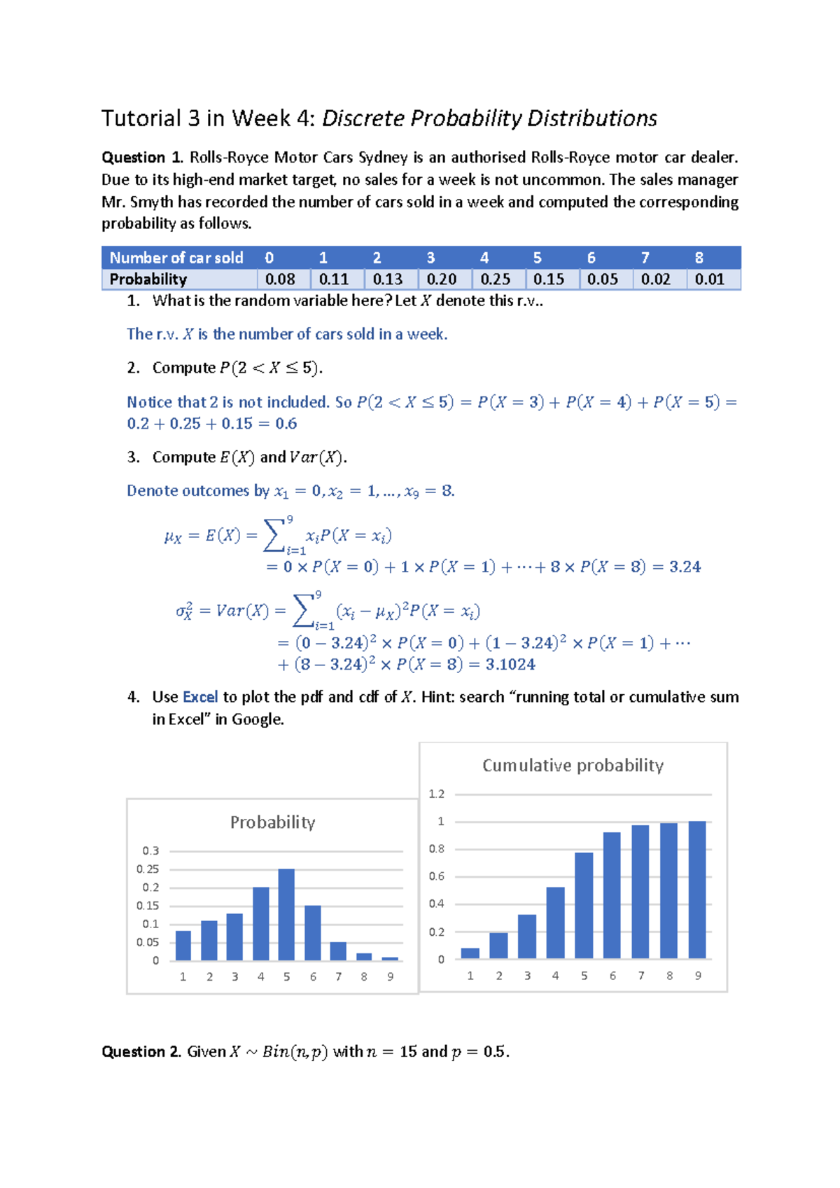 Tutorial 3 in Week 4 with answers - Tutorial 3 in Week 4: Discrete ...