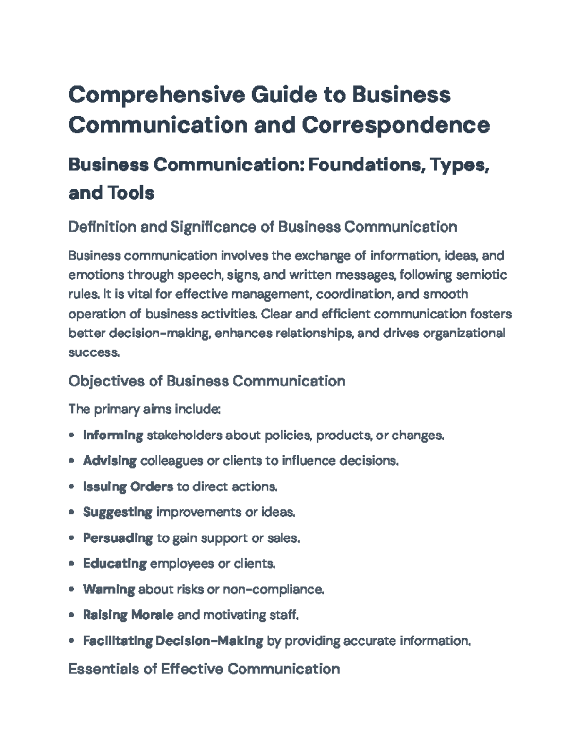 Comprehensive Guide to Business Communication (BUS 101): Key Concepts ...