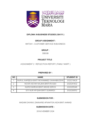ACC117 - Group Project - ACC GROUP : DBS1B GROUP PROJECT 1 : TESSA SDN ...
