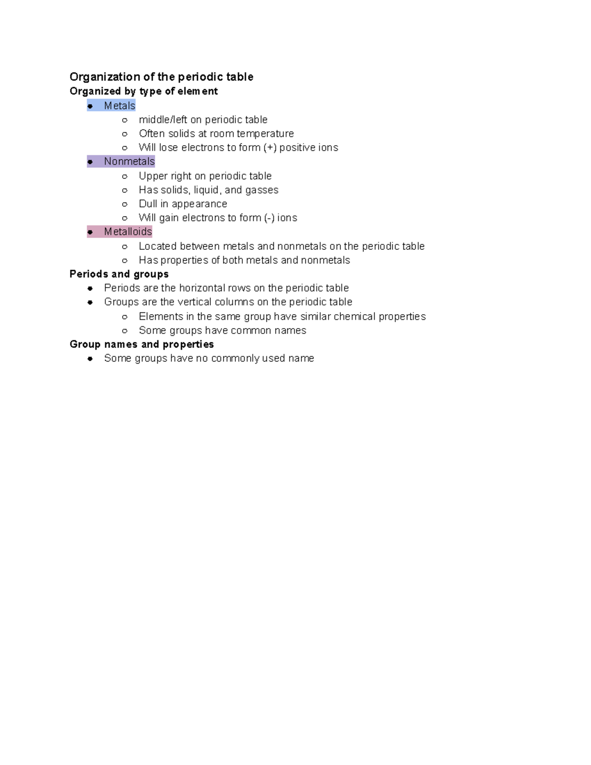 Chem13 organization of the periodic table organization of the