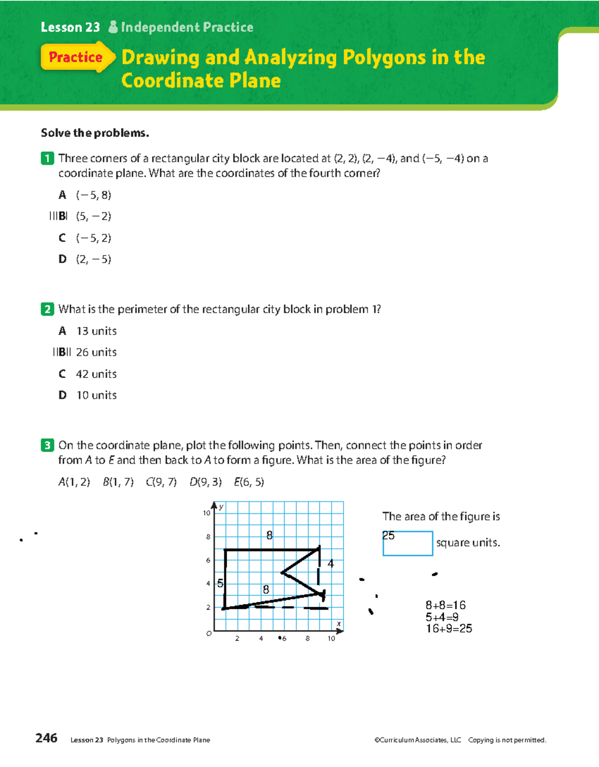 6th math Lesson 23 Test - math worksheet - Independent Practice ...