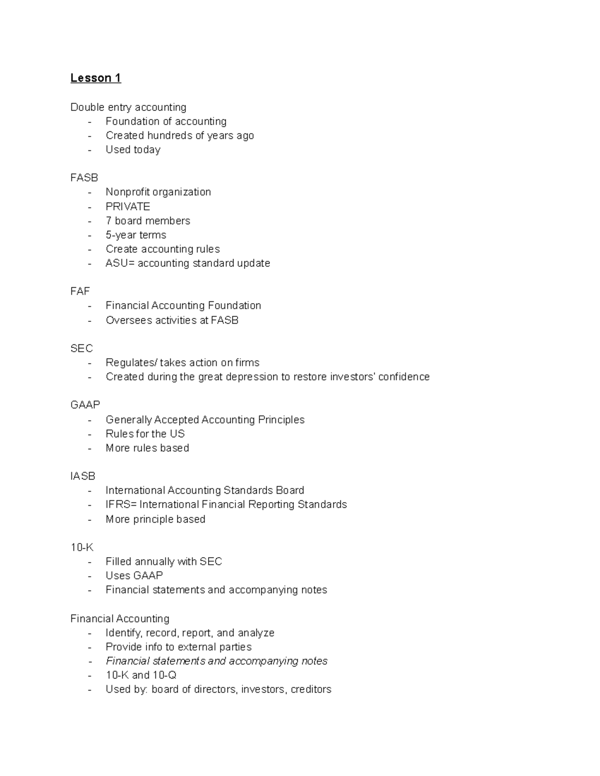 Accounting 2610 Final - Lecture notes All - Lesson 1 Double entry ...