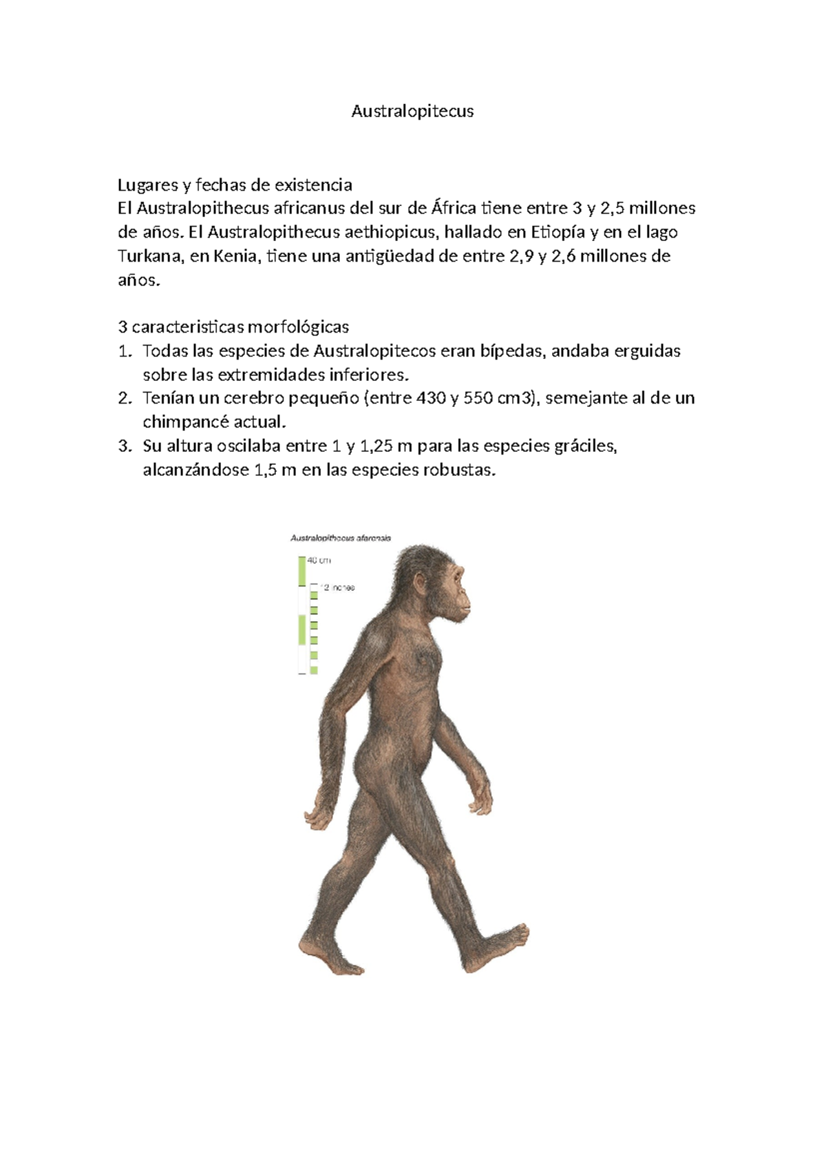 Australopitecus - ...... - Australopitecus Lugares y fechas de ...