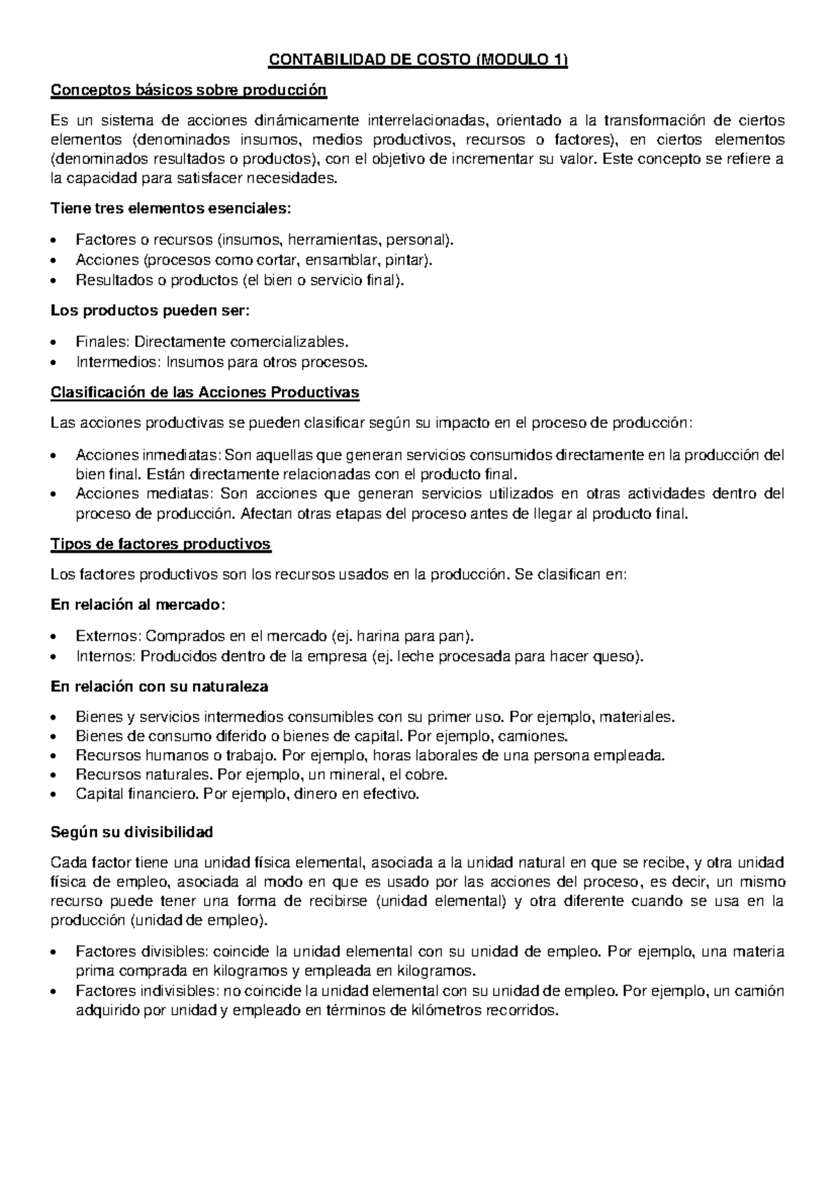Resumen M1 Contabilidad DE Costo - CONTABILIDAD DE COSTO (MODULO 1 ...