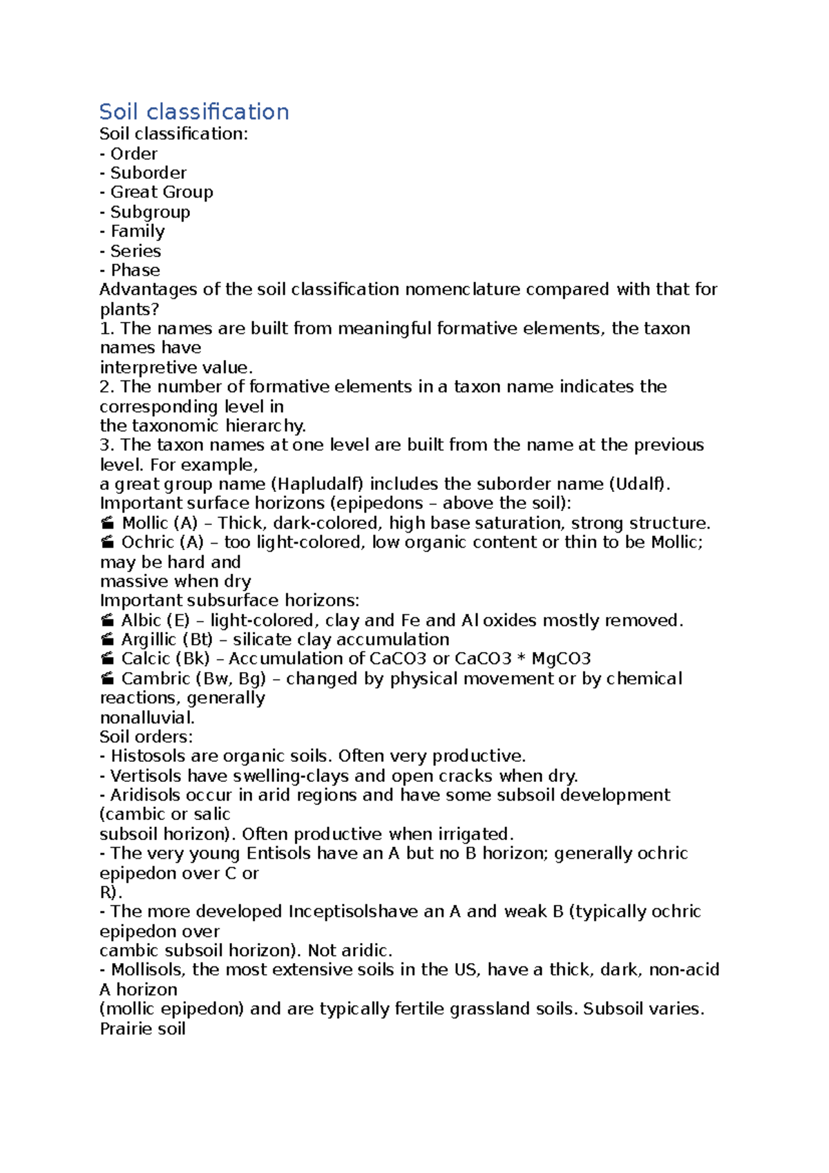 Soil classification - Lecture notes PLSC 603 - Soil classification Soil ...