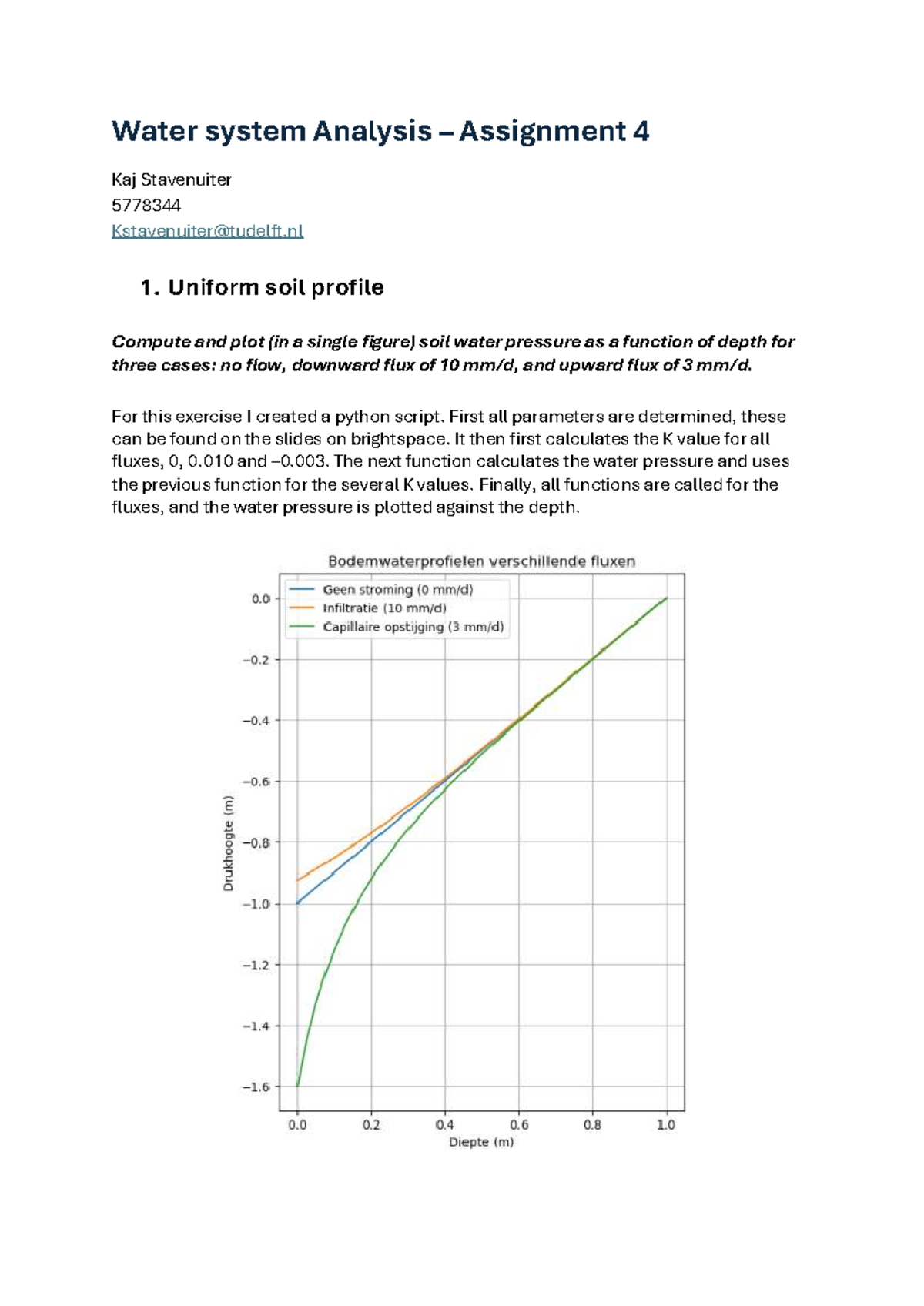 Water System Analysis - Assignment 4: Soil Pressure & Moisture Profiles ...