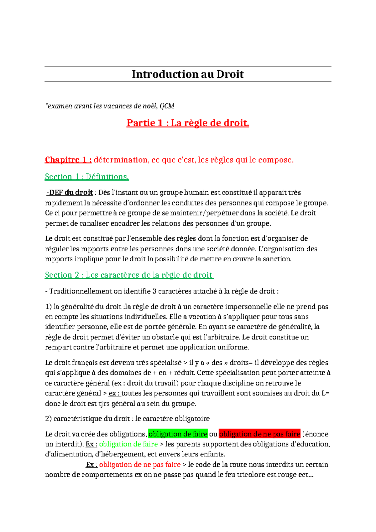 Introduction au Droit : QCM Partie 1 - Règle de Droit et Définitions ...