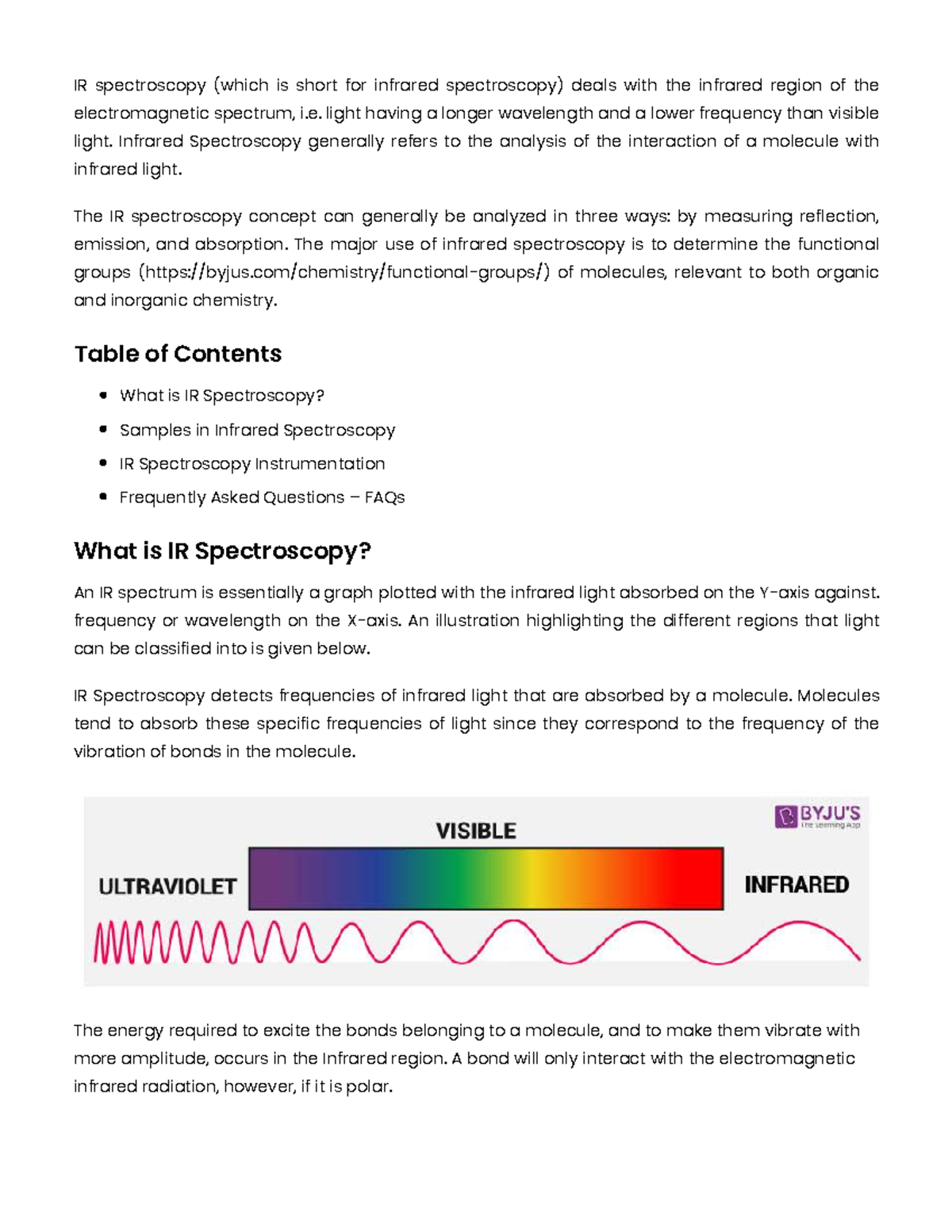 IR Spectroscopy: Understanding Functional Groups and Applications - Studocu