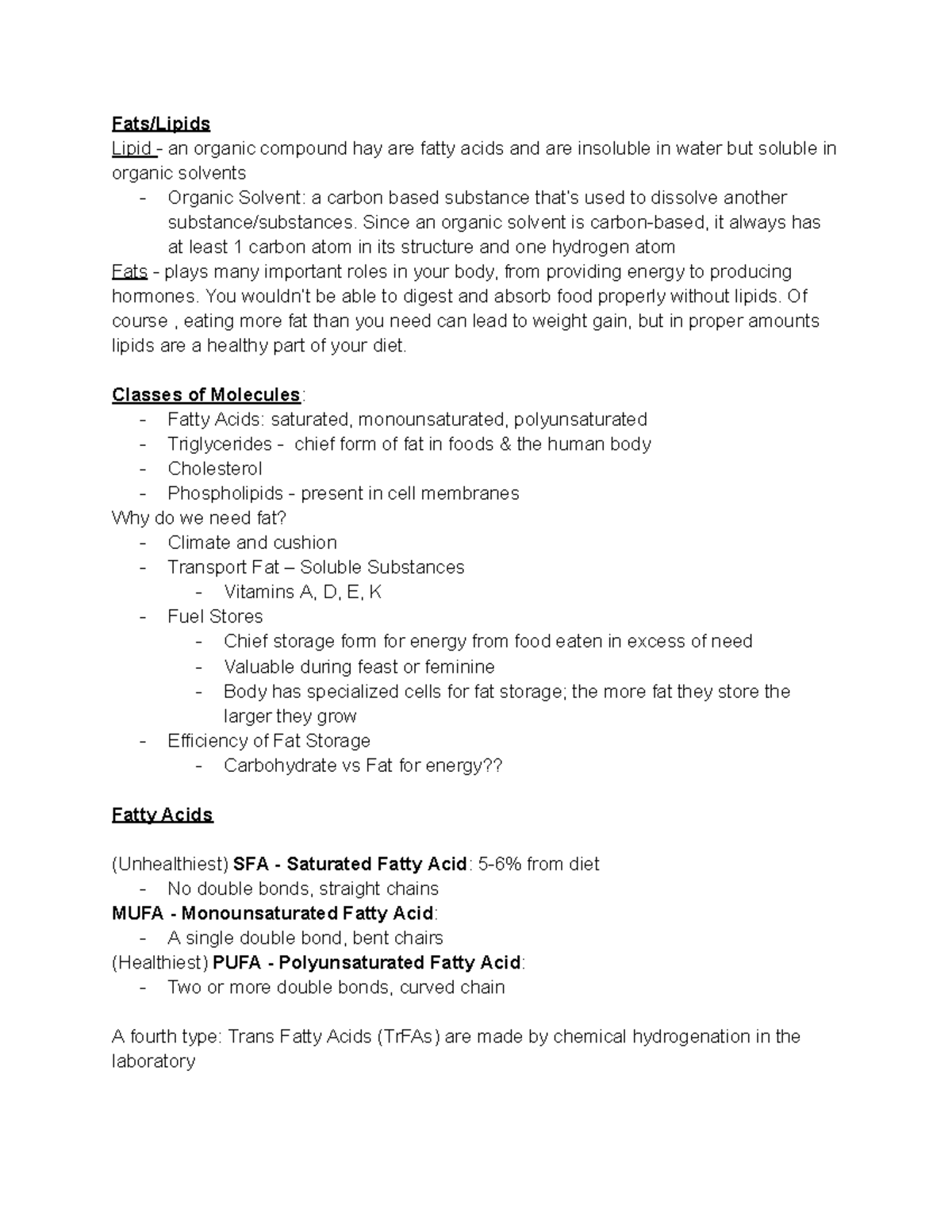 Basic Nutrition LECTURE Notes (NUTR-101) on Fats, Proteins & Vitamins ...