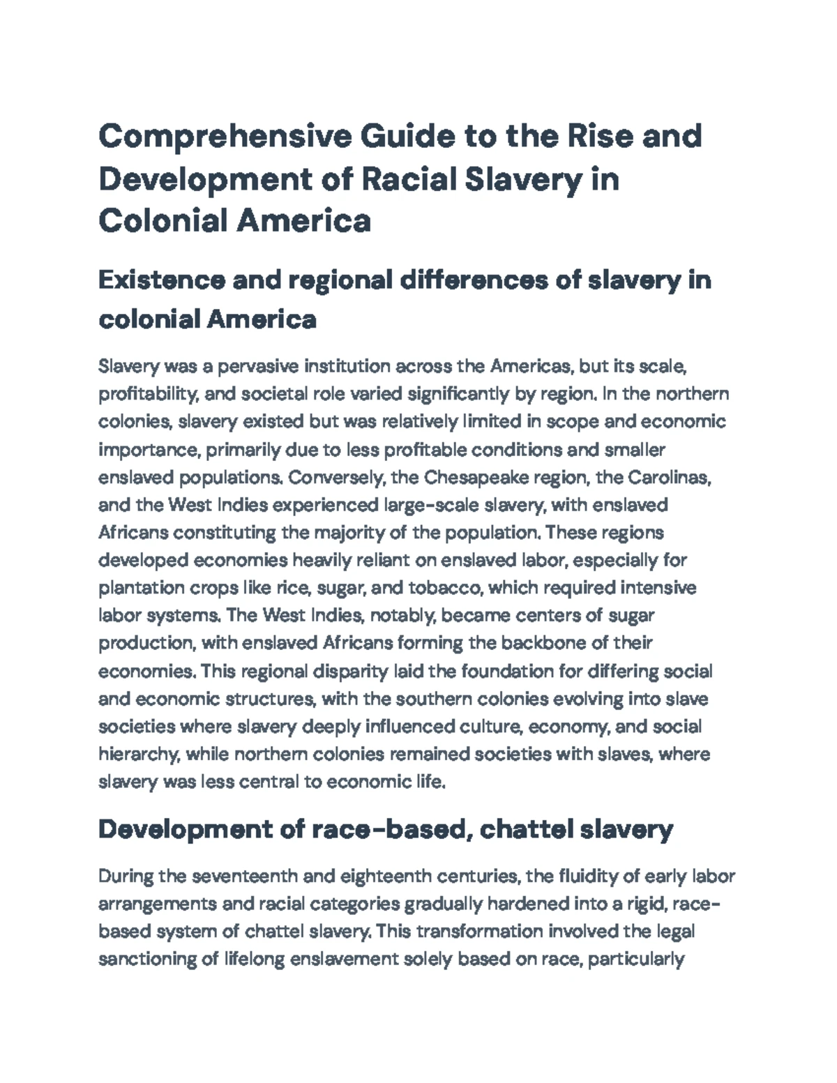 AMH2010 Module 3: The Development of Racial Slavery in Colonial America ...