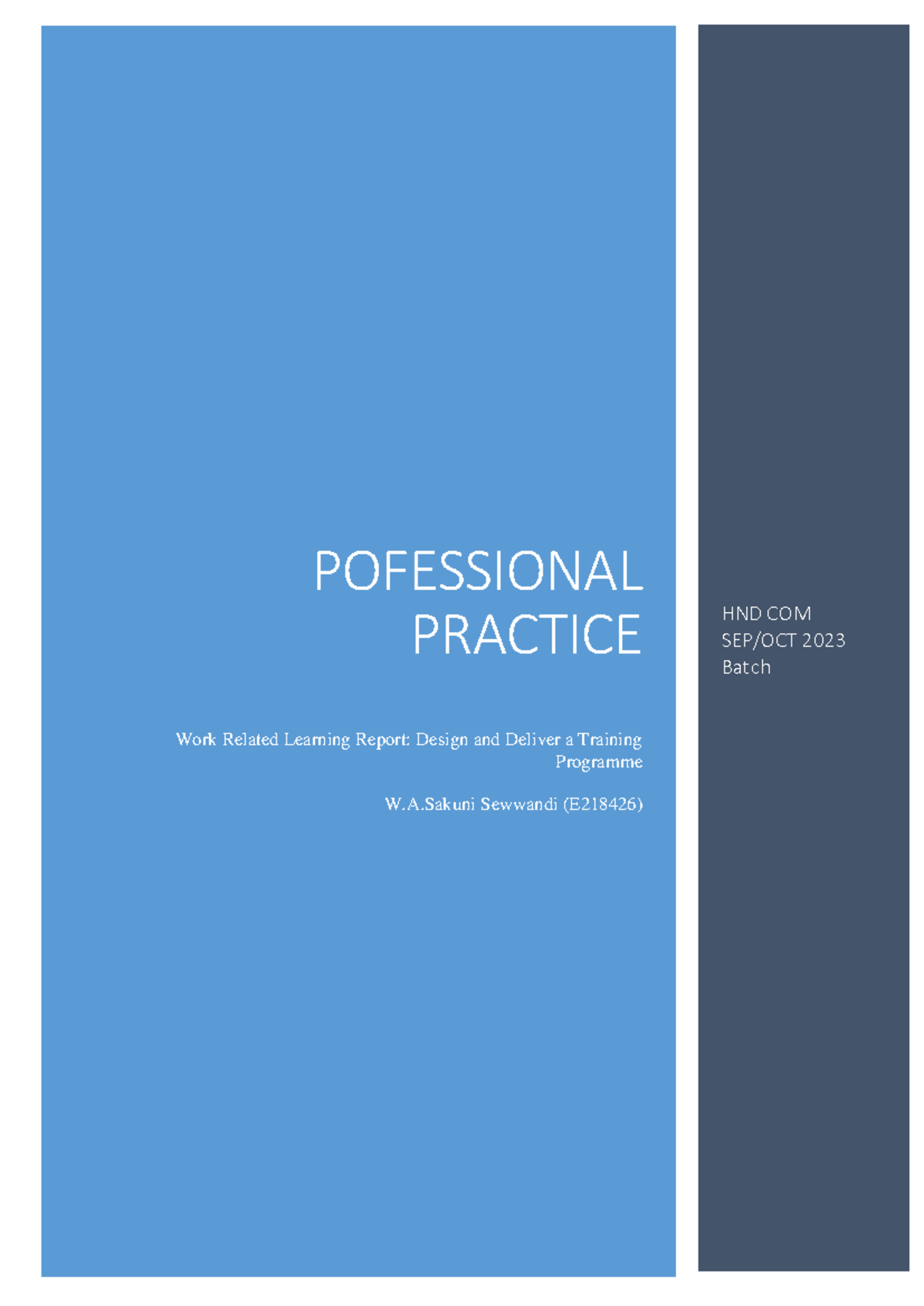 Unit 03 - Professional Practice - POFESSIONAL PRACTICE Work Related ...