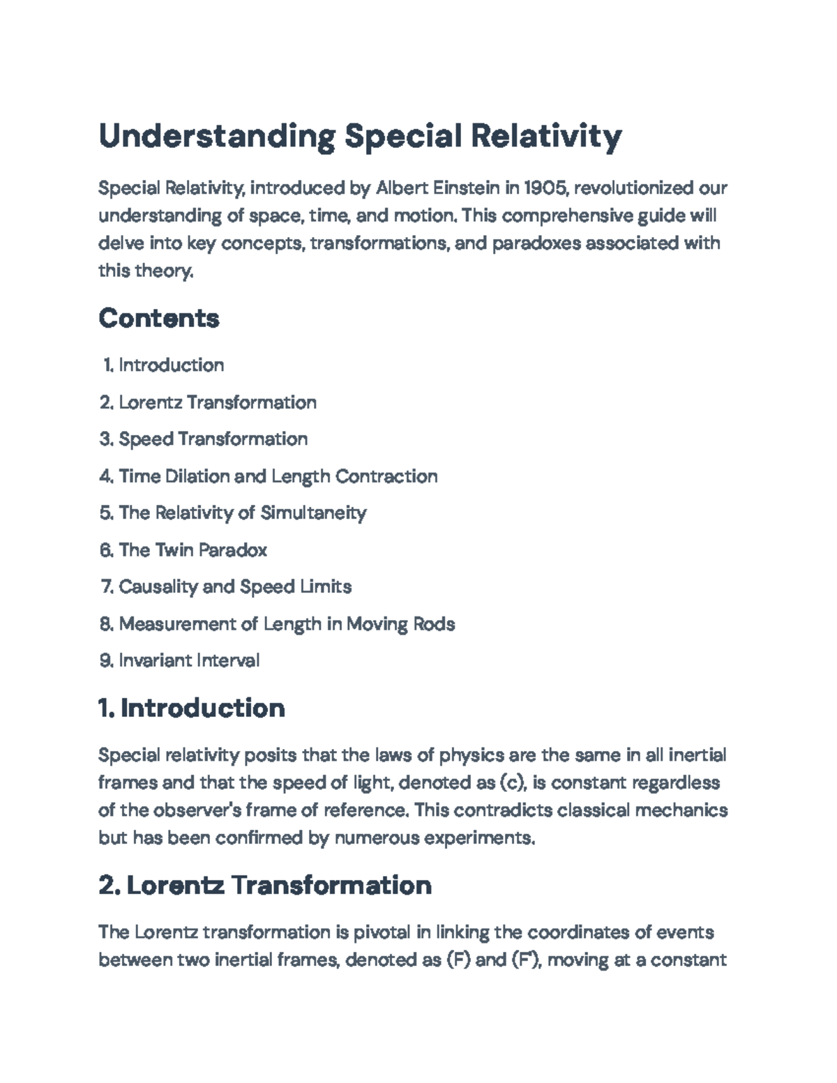 Understanding Special Relativity: Key Concepts and Paradoxes ...