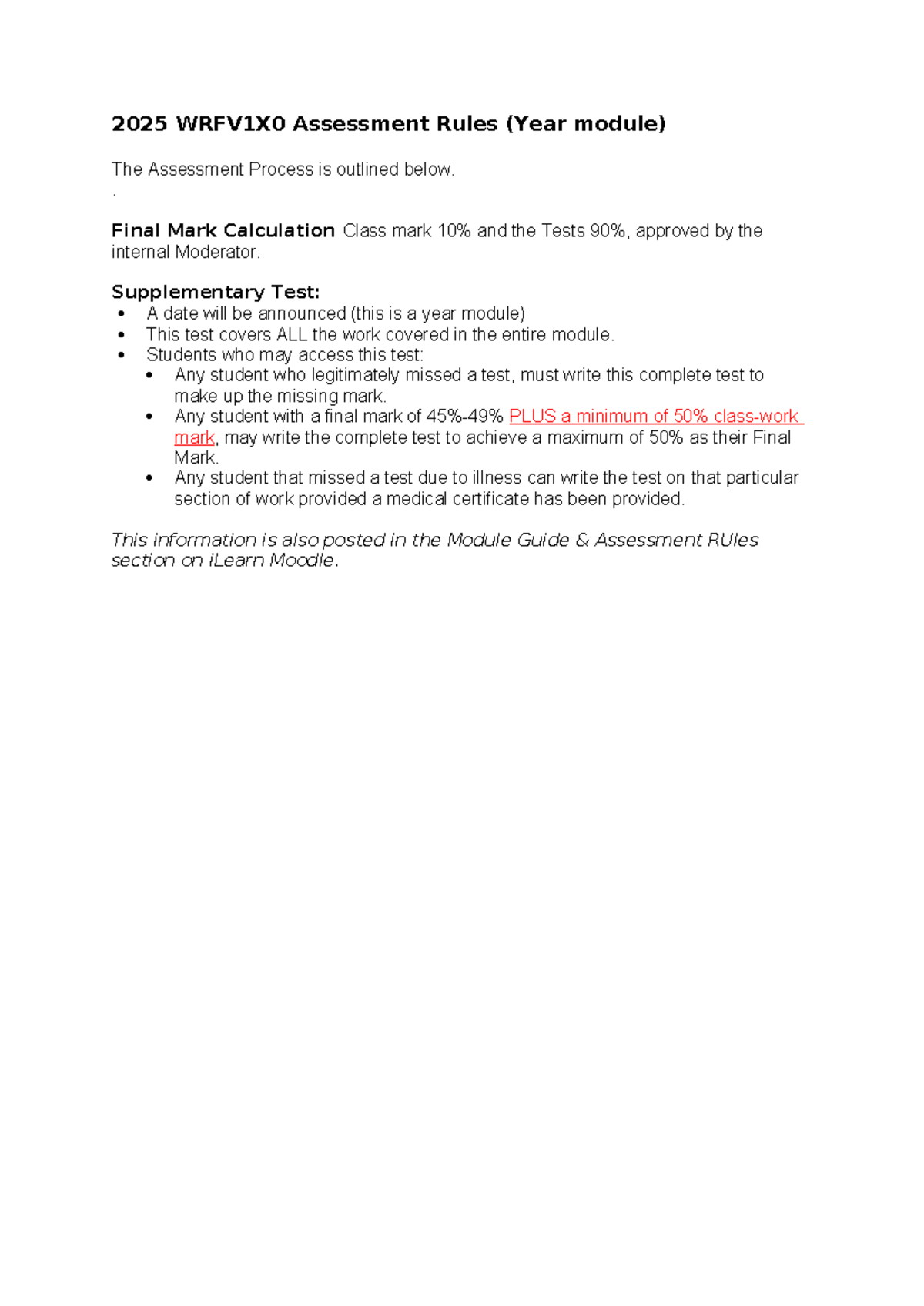 2025 WRFV1X0 Final Assessment Rules and Supplementary Test Details ...
